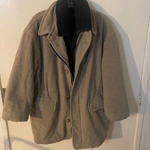 Hugo boss mens XL Tan/blue wool cashmere coat